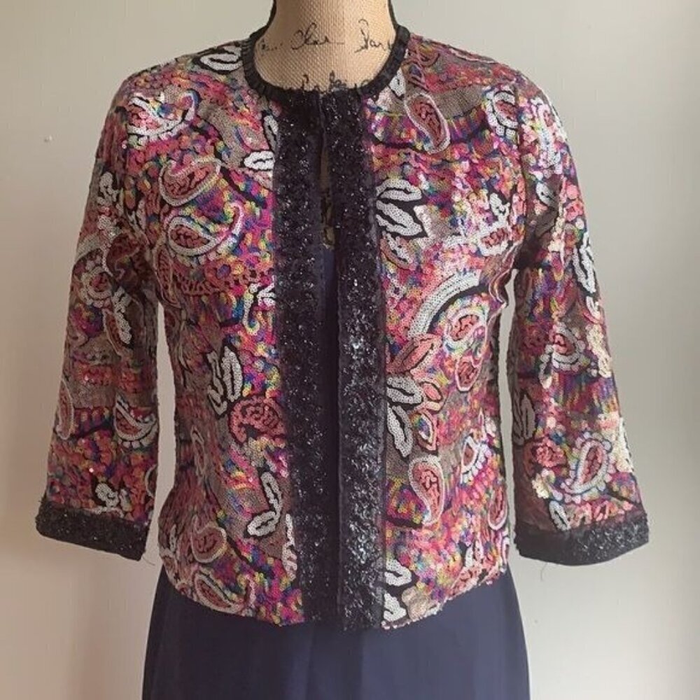 Michael Simon sequin duster evening jacket size SP